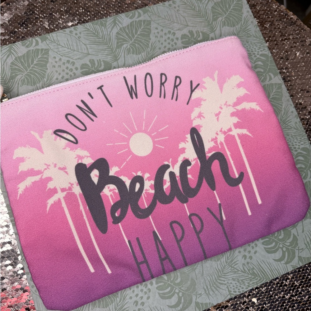 Pink and Purple Beach Themed Pouch